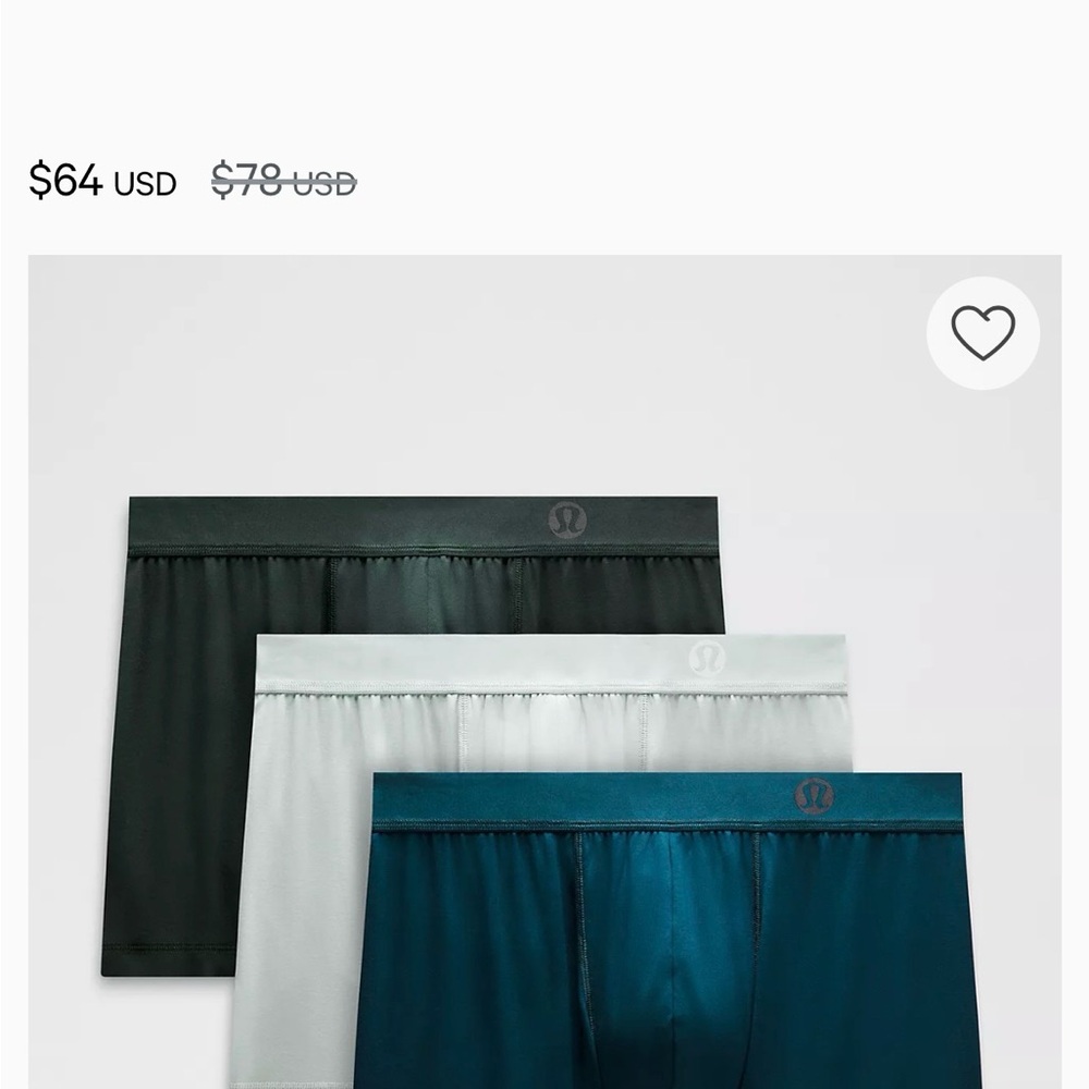 lululemon athletica Men’s 3-Pack Boxer Briefs - Black, Silver, Teal